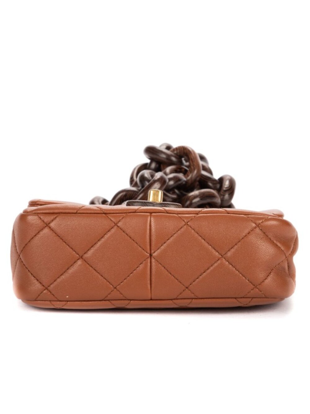 Chanel Mini Wenge Wood Flap Bag Brown Quilted Lambskin Leather - Picture 6 of 11